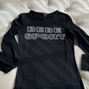 bebe Sport Black Long Sleeve Tee for Women